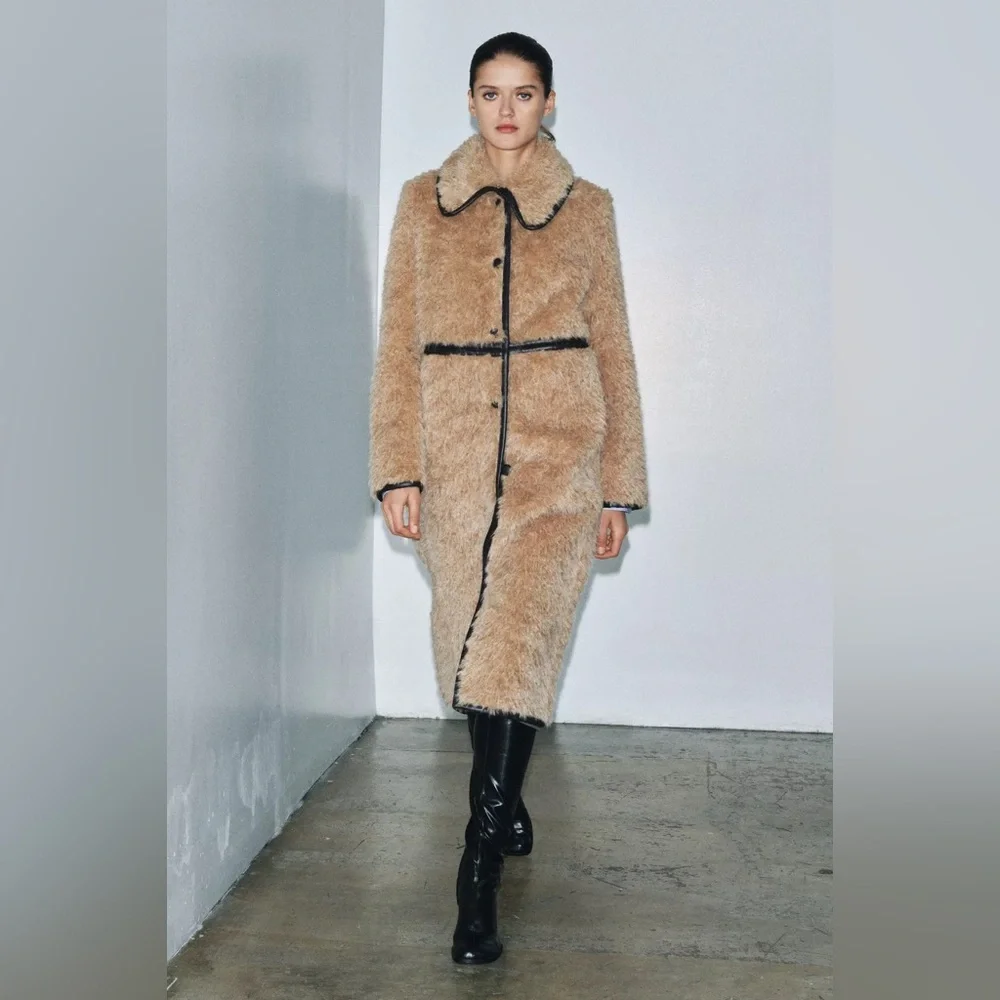 Zara LIMITED EDITION LONG FLEECE COAT sz.S